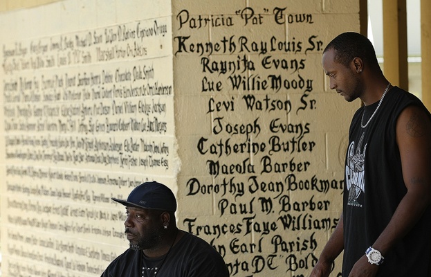 At Nickerson Gardens, 'the wall' of names is sacred ground